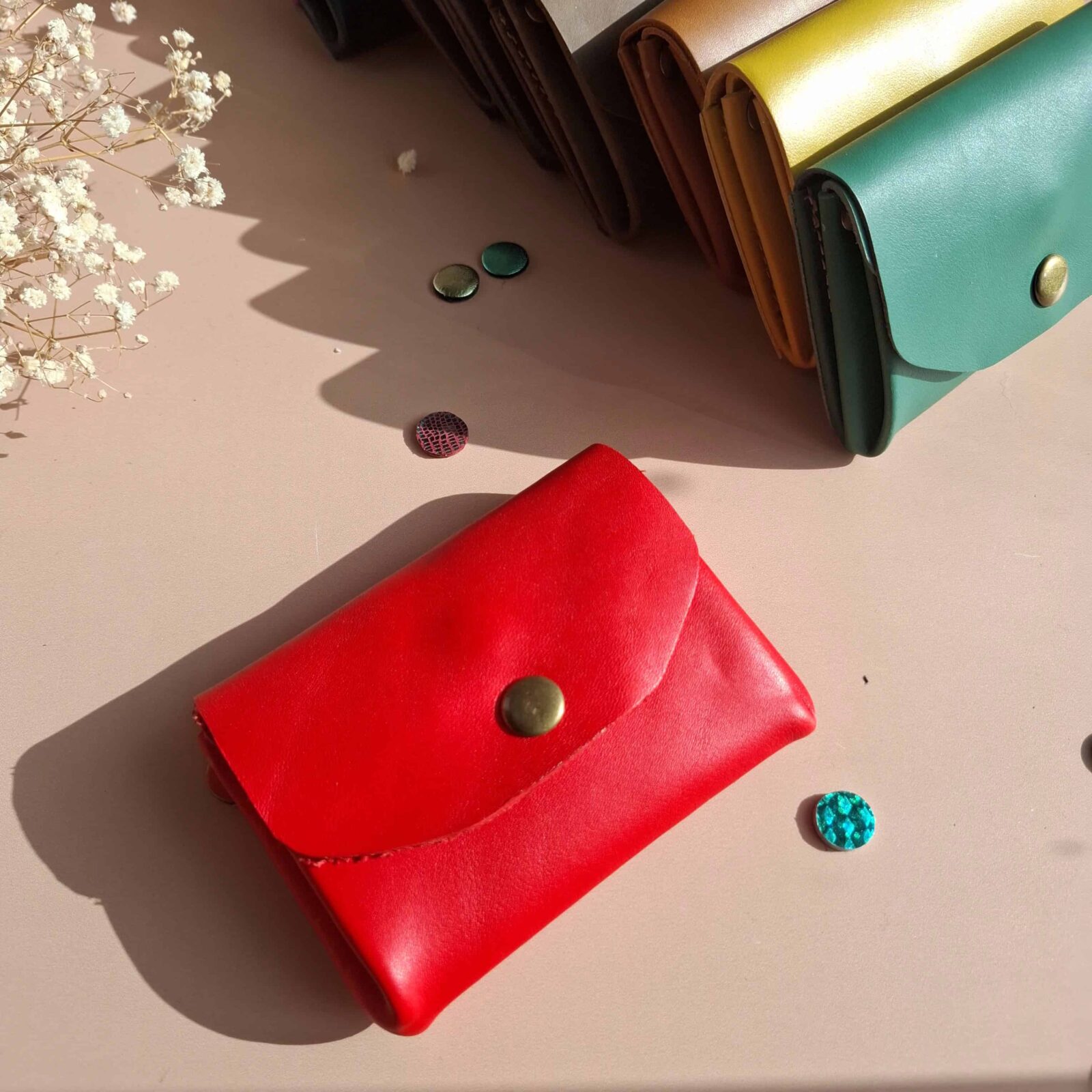 porte-monnaie cuir accordeon le malin rouge