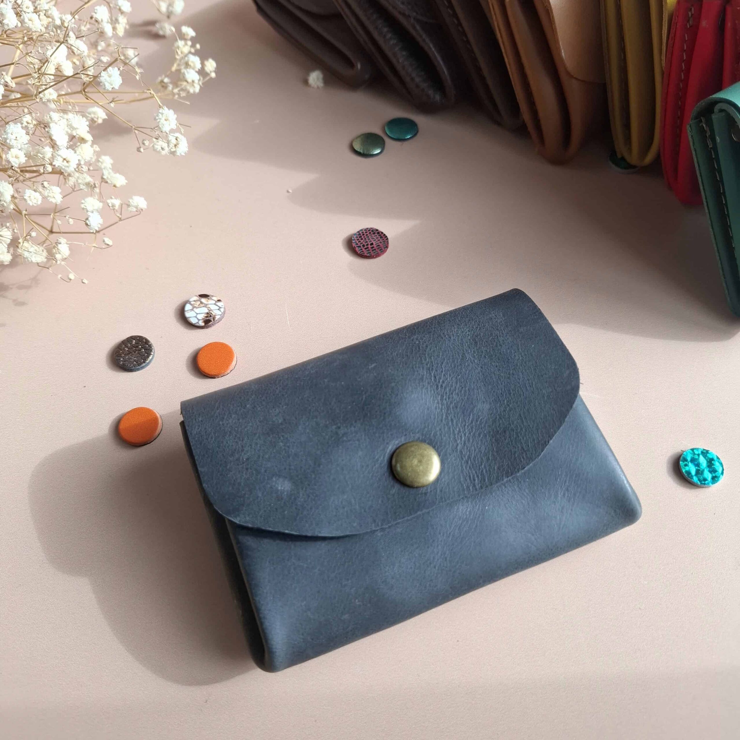 porte-monnaie cuir accordeon le malin noir