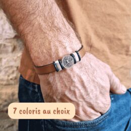 Bracelet cuir homme arbre de vie coloris cognac – Les Heures du Cuir